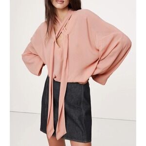 NWT Banana Republic Georgette Cross Tie Trapeze Top XL Blush Pink Oversize Swing